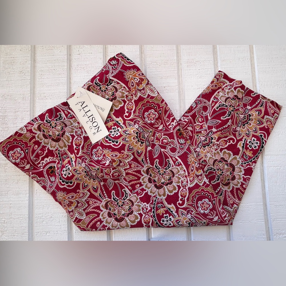 Allison Taylor Red Paisley Print Pants